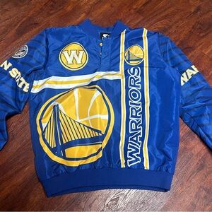 STARTER Blue and Yellow Golden State Warriors Bomber pullover Jacket